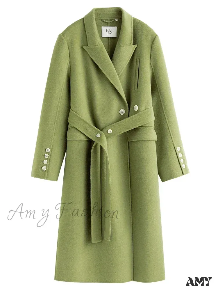 Classic Suit Collar Double-sided Wool Mid-length Office Lady Coat