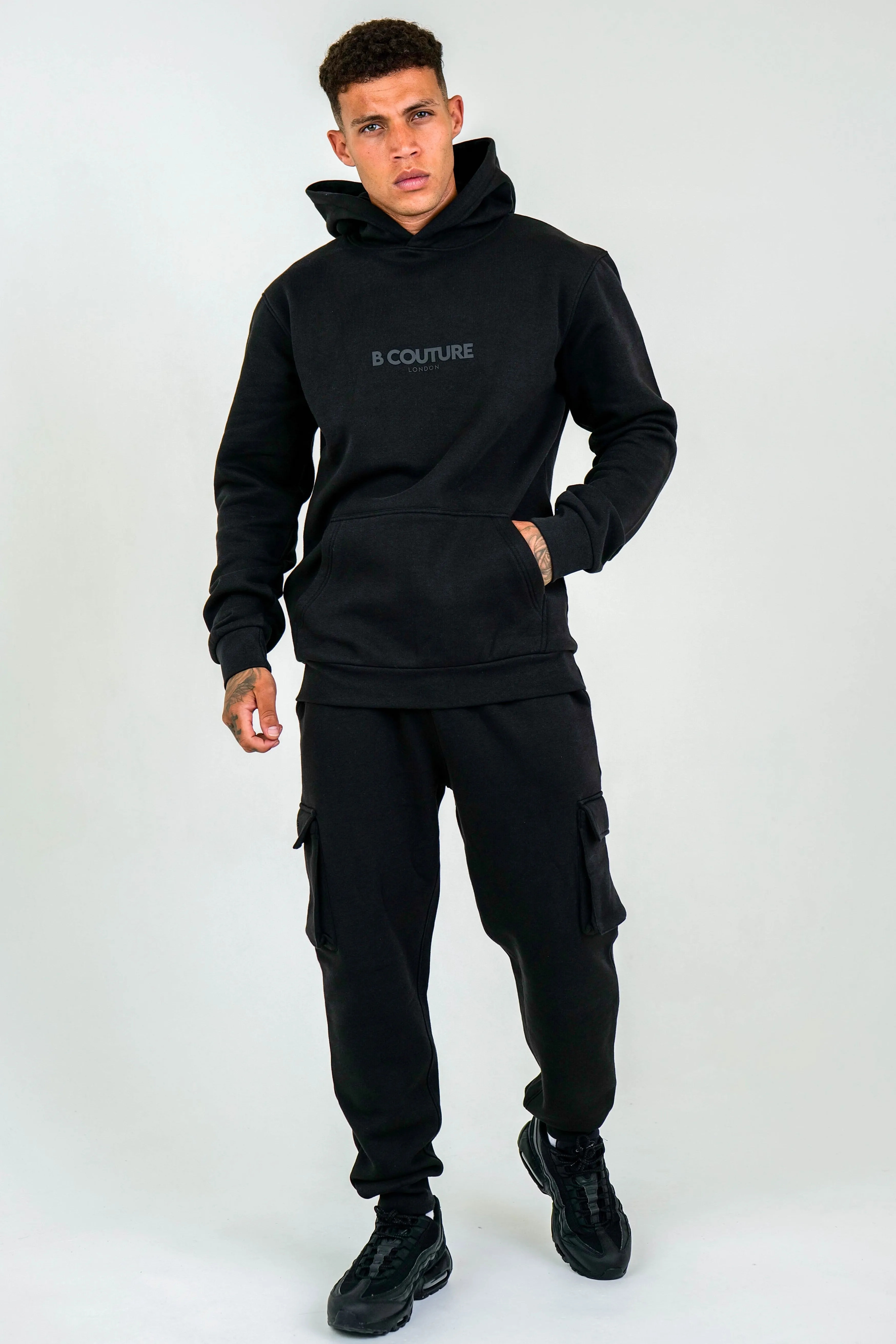 Compton Street Cargo Fleece Tracksuit - Black