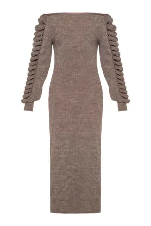 CULT MIA X LIYA ALMOND FROST KNITTED DRESS