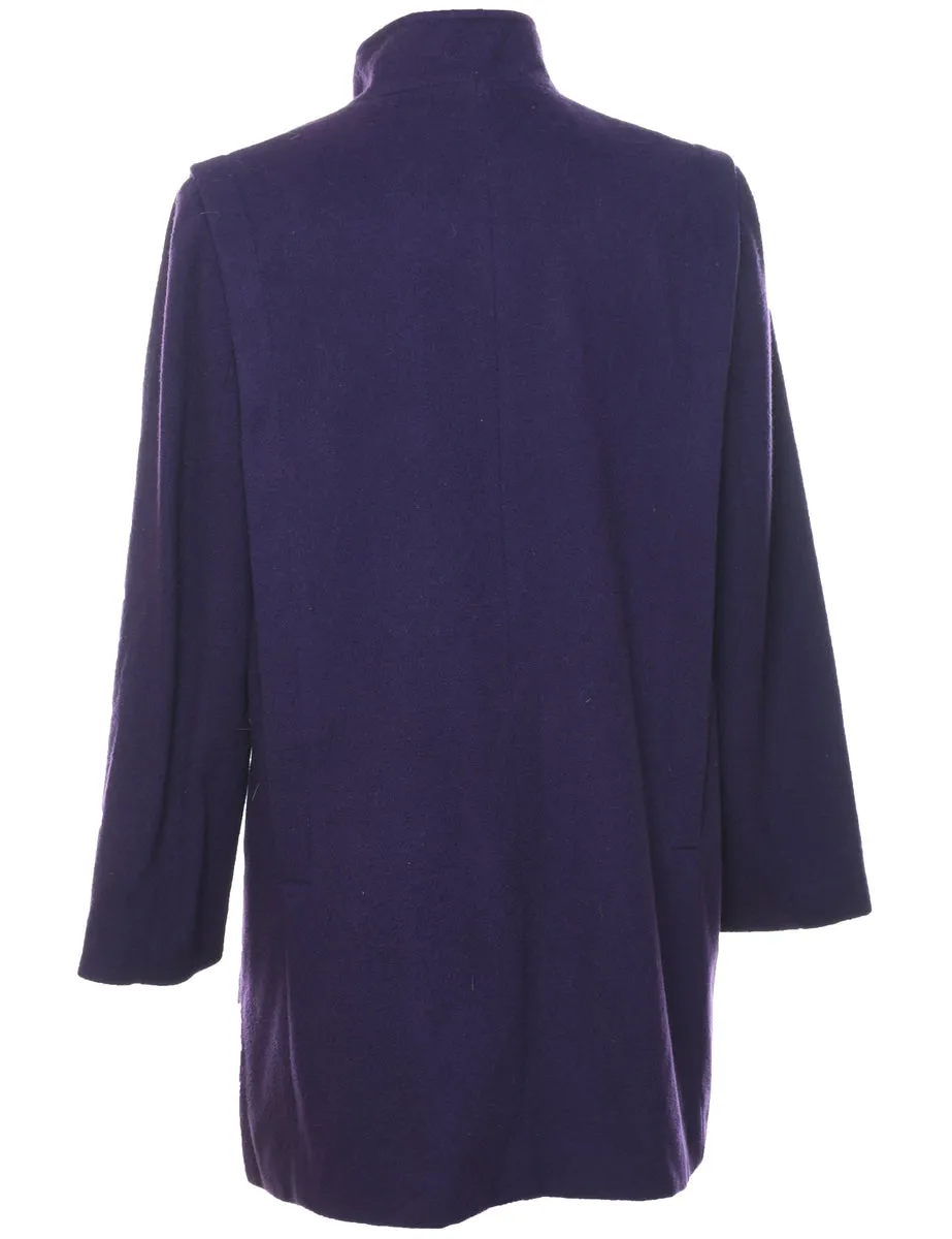 Double Breasted Purple Classic Wool Coat - L