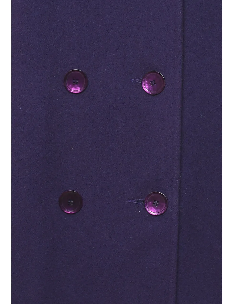 Double Breasted Purple Classic Wool Coat - L