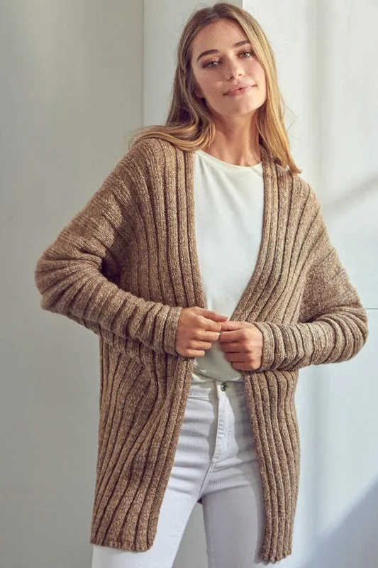 E LUNA Chunky Open-front Knit Sweater Cardigan