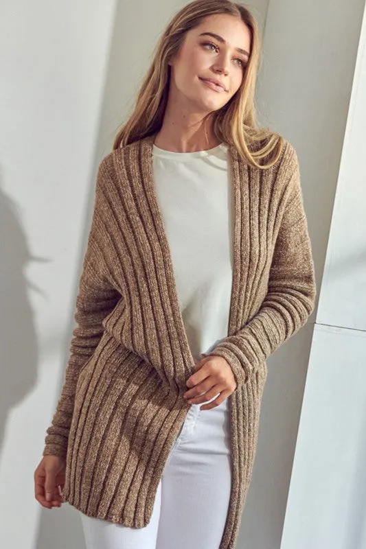 E LUNA Chunky Open-front Knit Sweater Cardigan