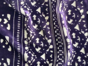 Elegent Eggplant Kilim-Inspired Design on Bisque Viscose & Silk Cut Velvet