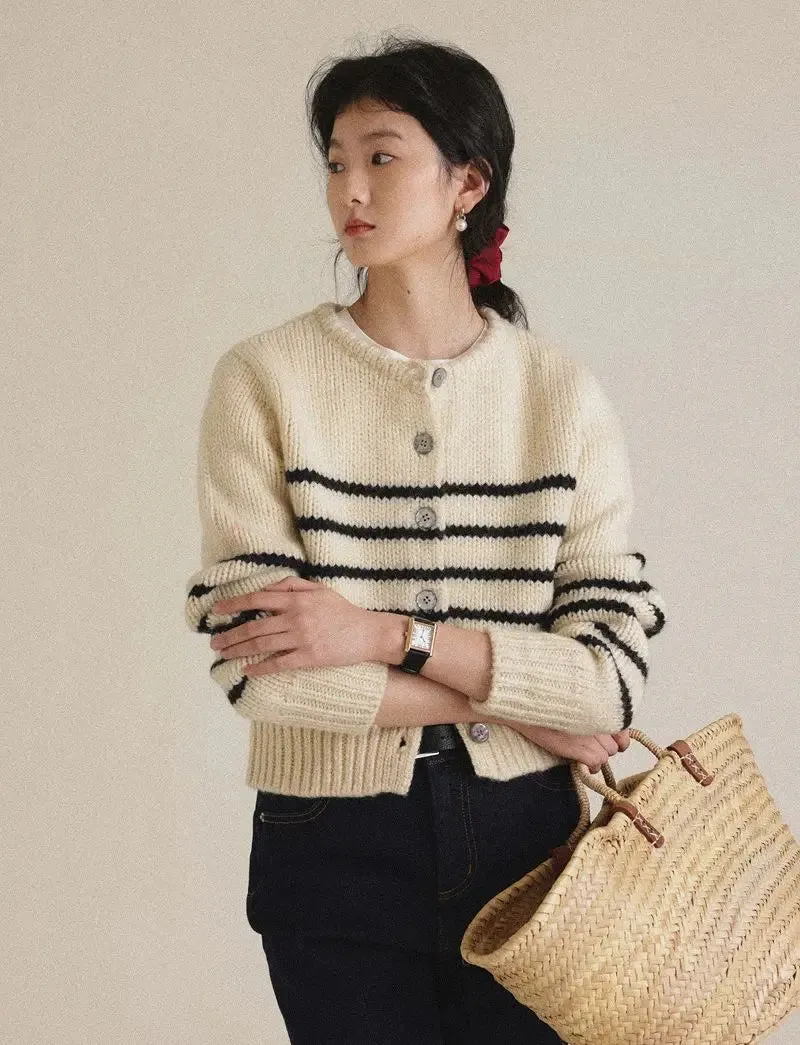 Faith - Knitted striped cardigan