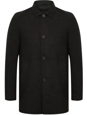 Filippo Wool Blend Over Coat with Quilted Lining in Black Marl - Tokyo Laundry