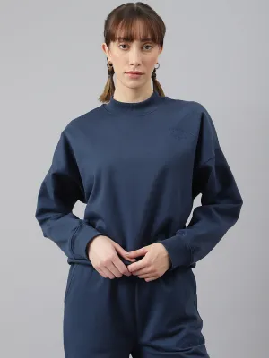 Fitkin Women Blue Crew Neck Regular Fit Sweatshirt