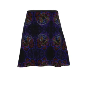 Floral Embosses: Roses 01 Patterned Designer Skater Midi Skirt