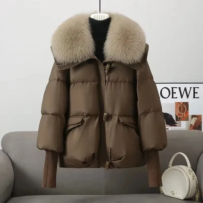 Fusion Stylish Winter Womens Warm Coat New Thicken Fur Collar Jacket Short down Cotton Casual Wear