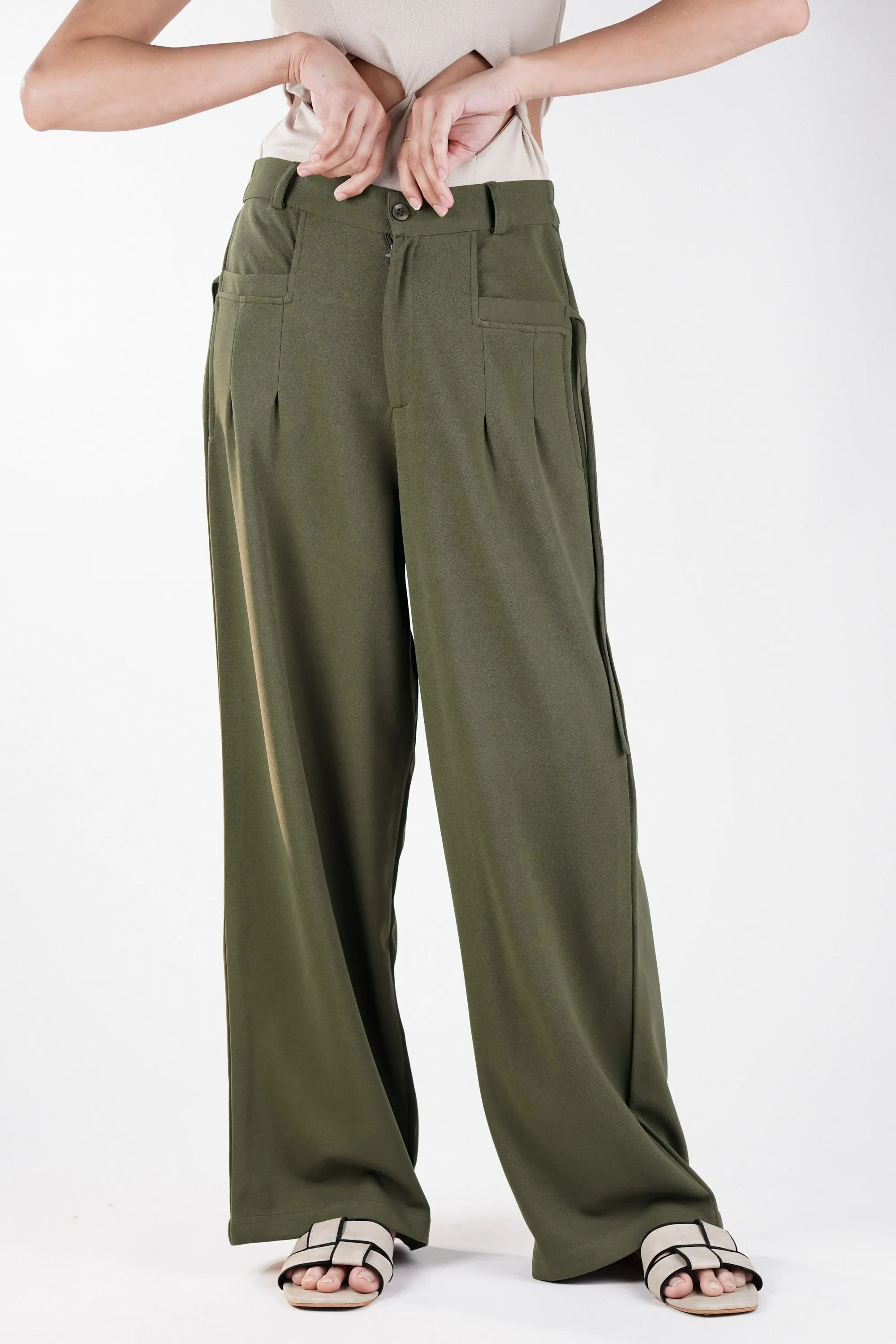 Green Pants with Pocket Strings