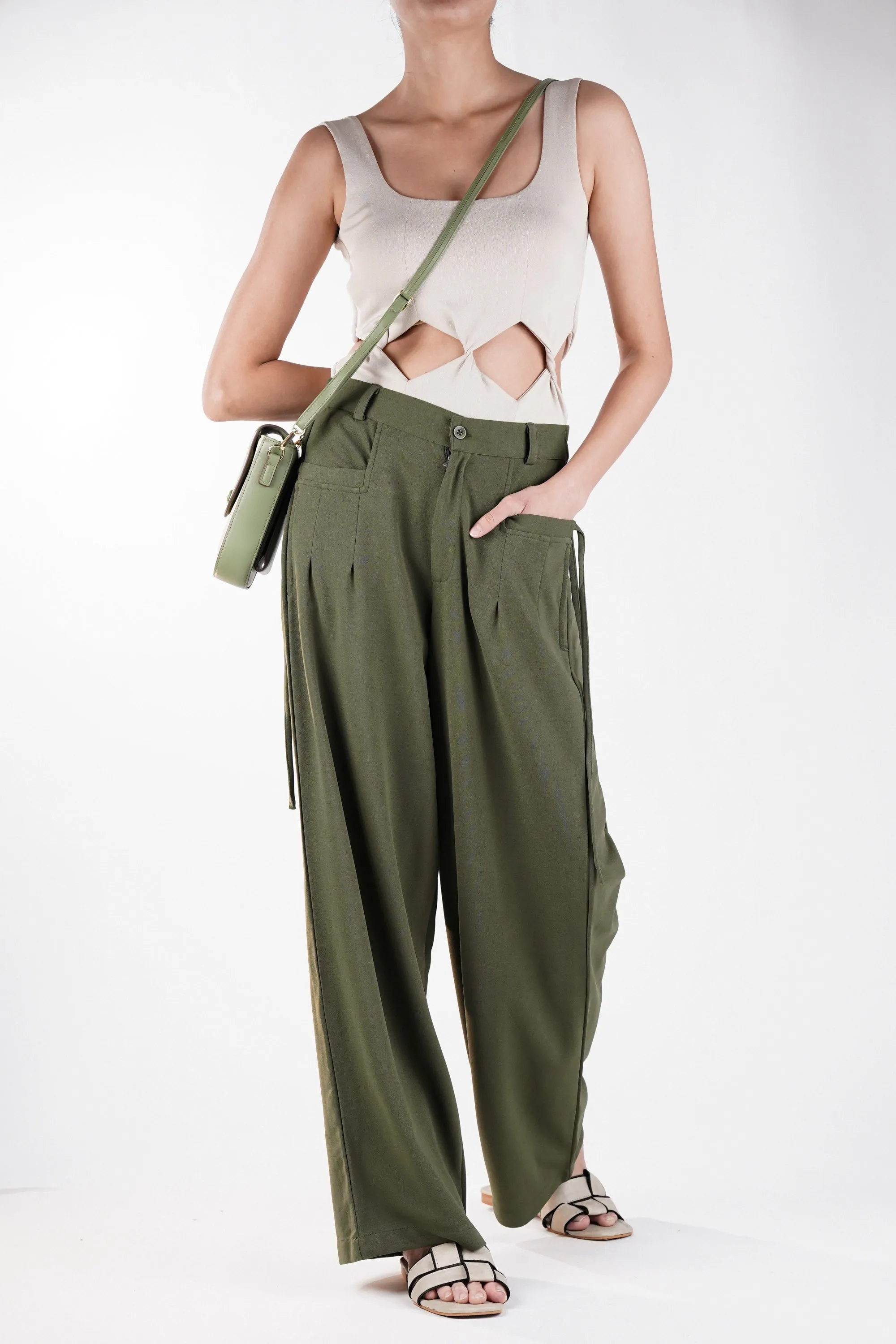 Green Pants with Pocket Strings