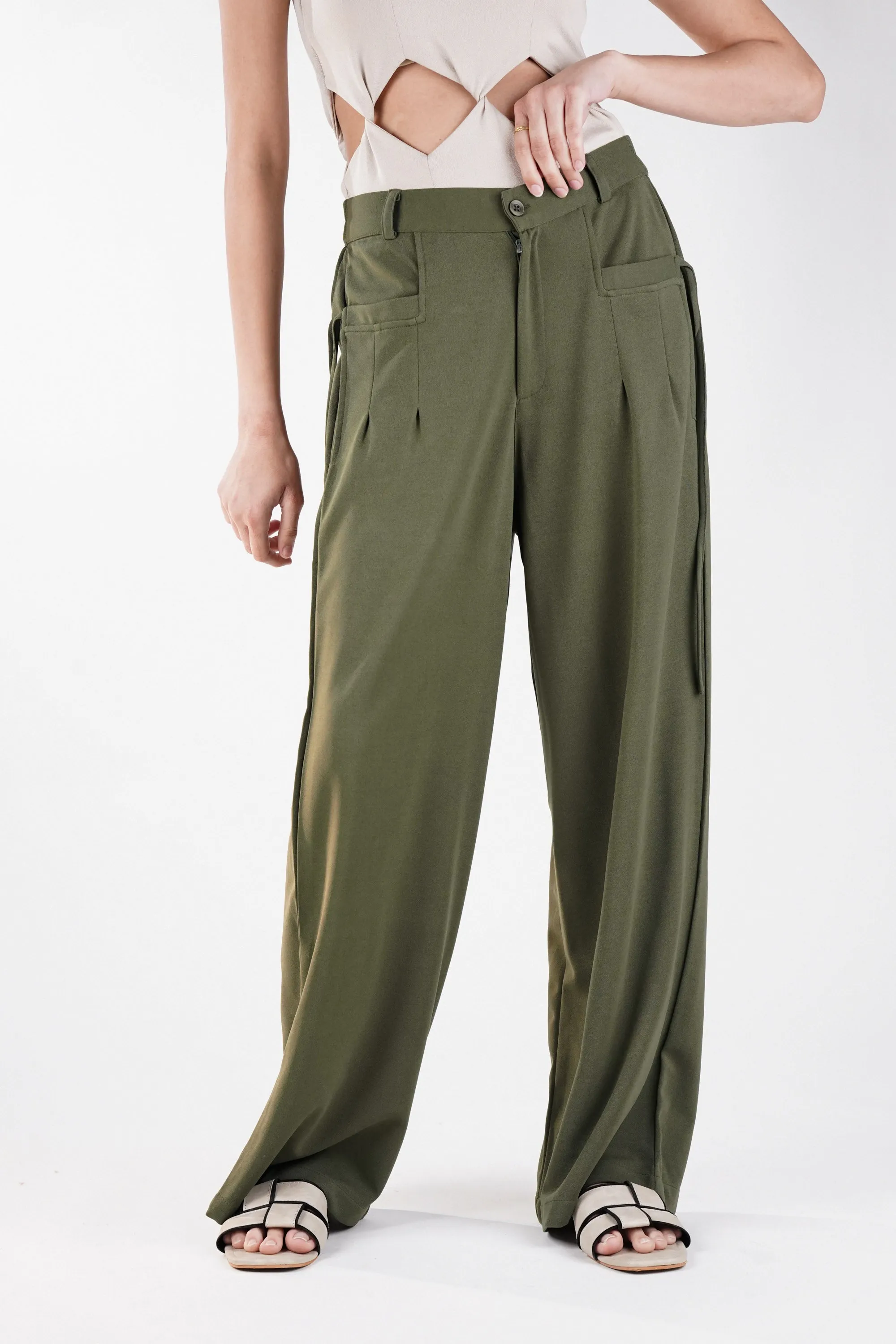 Green Pants with Pocket Strings