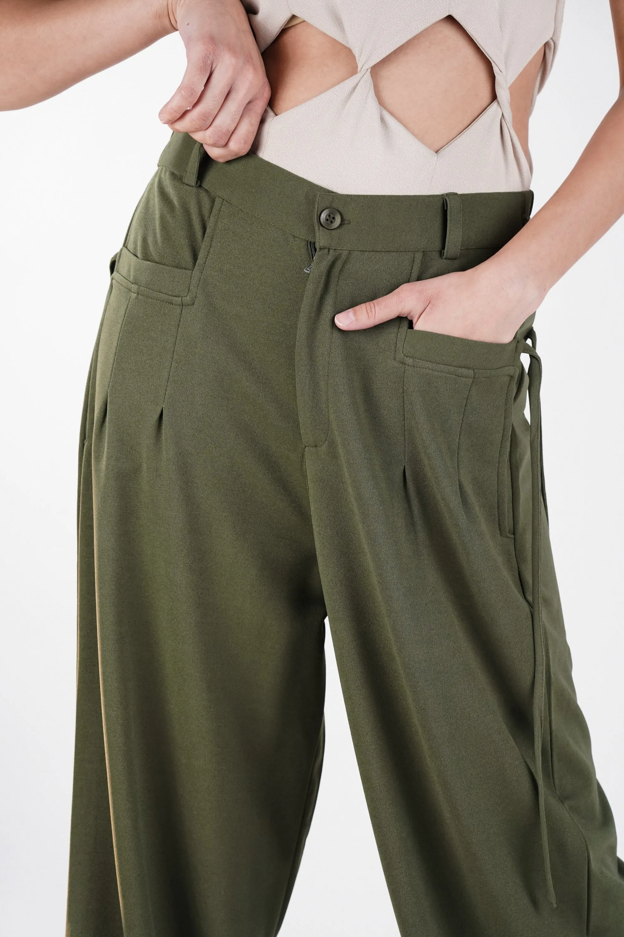 Green Pants with Pocket Strings