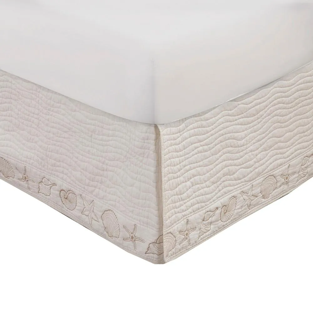 Greenland Home Fashions Coastal Seashell Bed Skirt 18" - Ivory, Twin