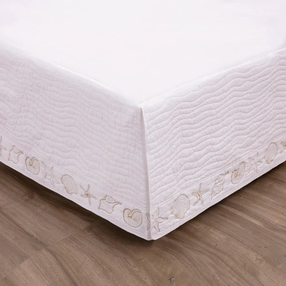 Greenland Home Fashions Coastal Seashell Bed Skirt 18" - White, Twin