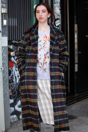 Heavy Wool Brown Multicolor Plaid Coat