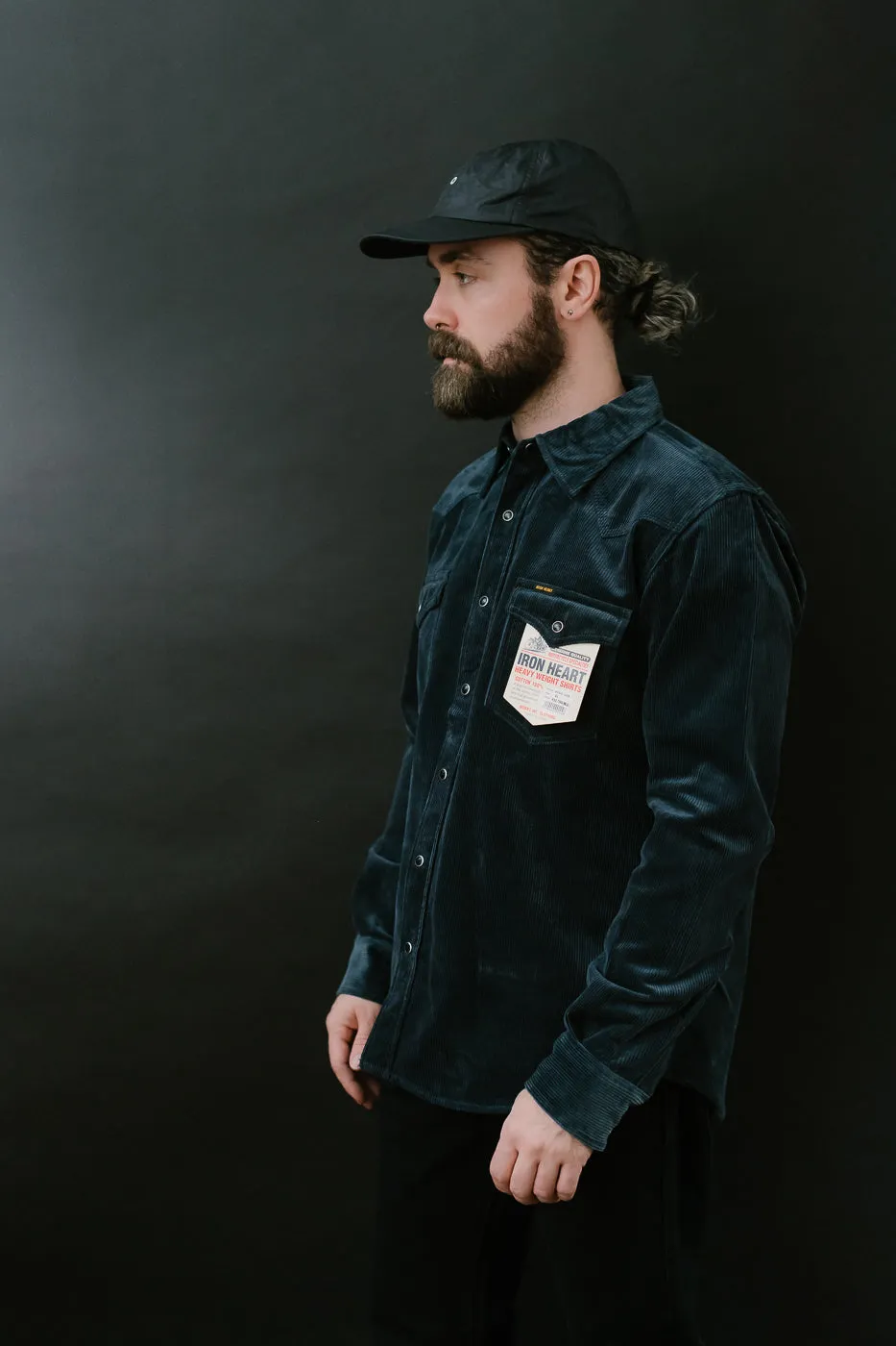 IHSH-398-NAV - 11oz Corduroy Western Shirt - Navy