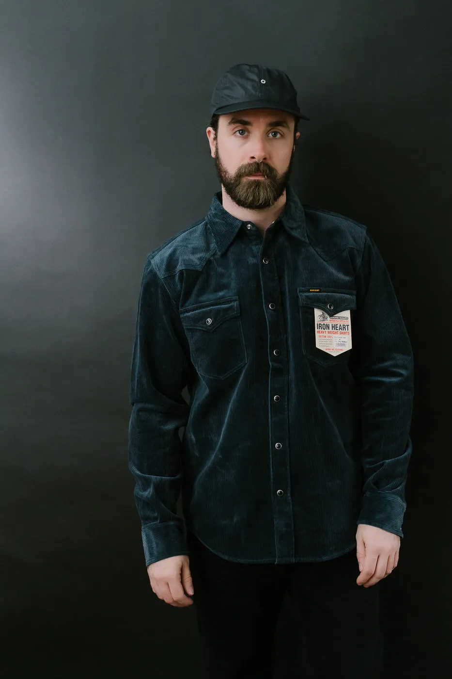 IHSH-398-NAV - 11oz Corduroy Western Shirt - Navy