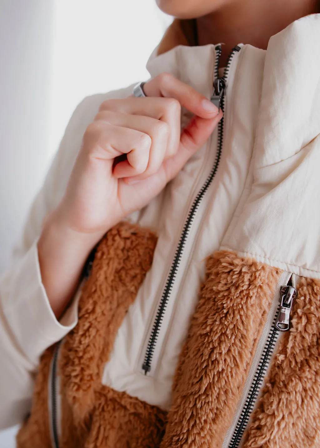 Jeena Shearling Half-Zip Vest