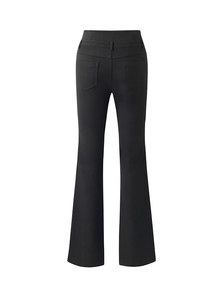 Knitted Slit Flared Women Pants