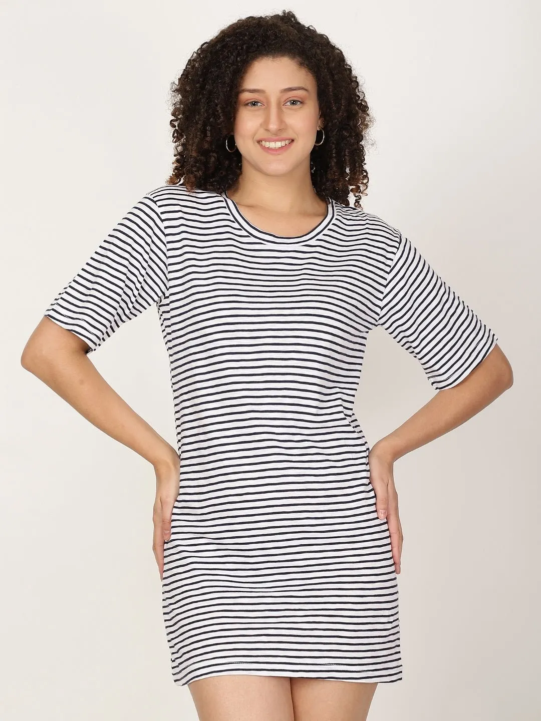 Knitted T-shirt Dress Horizontal Stripes