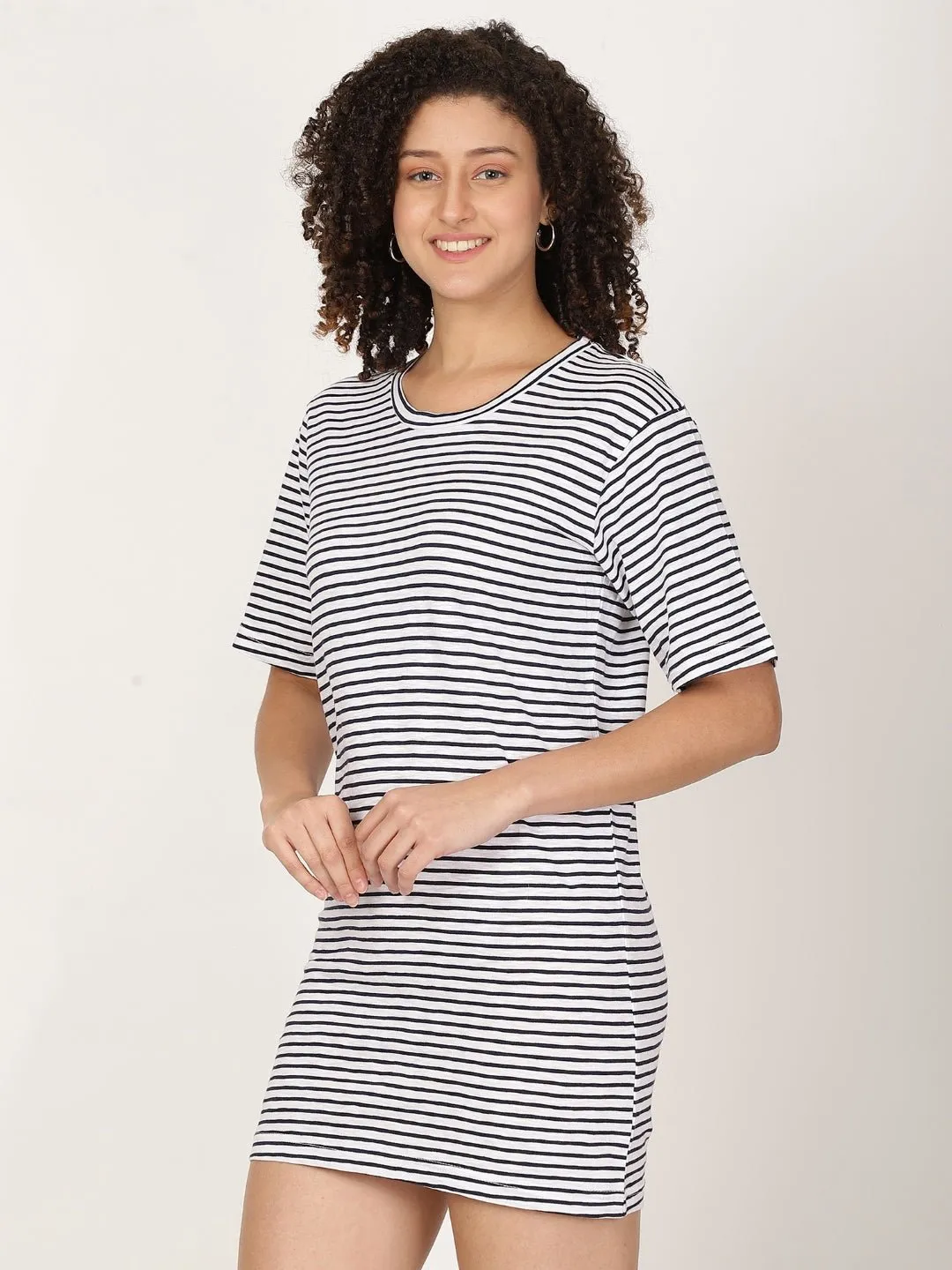 Knitted T-shirt Dress Horizontal Stripes