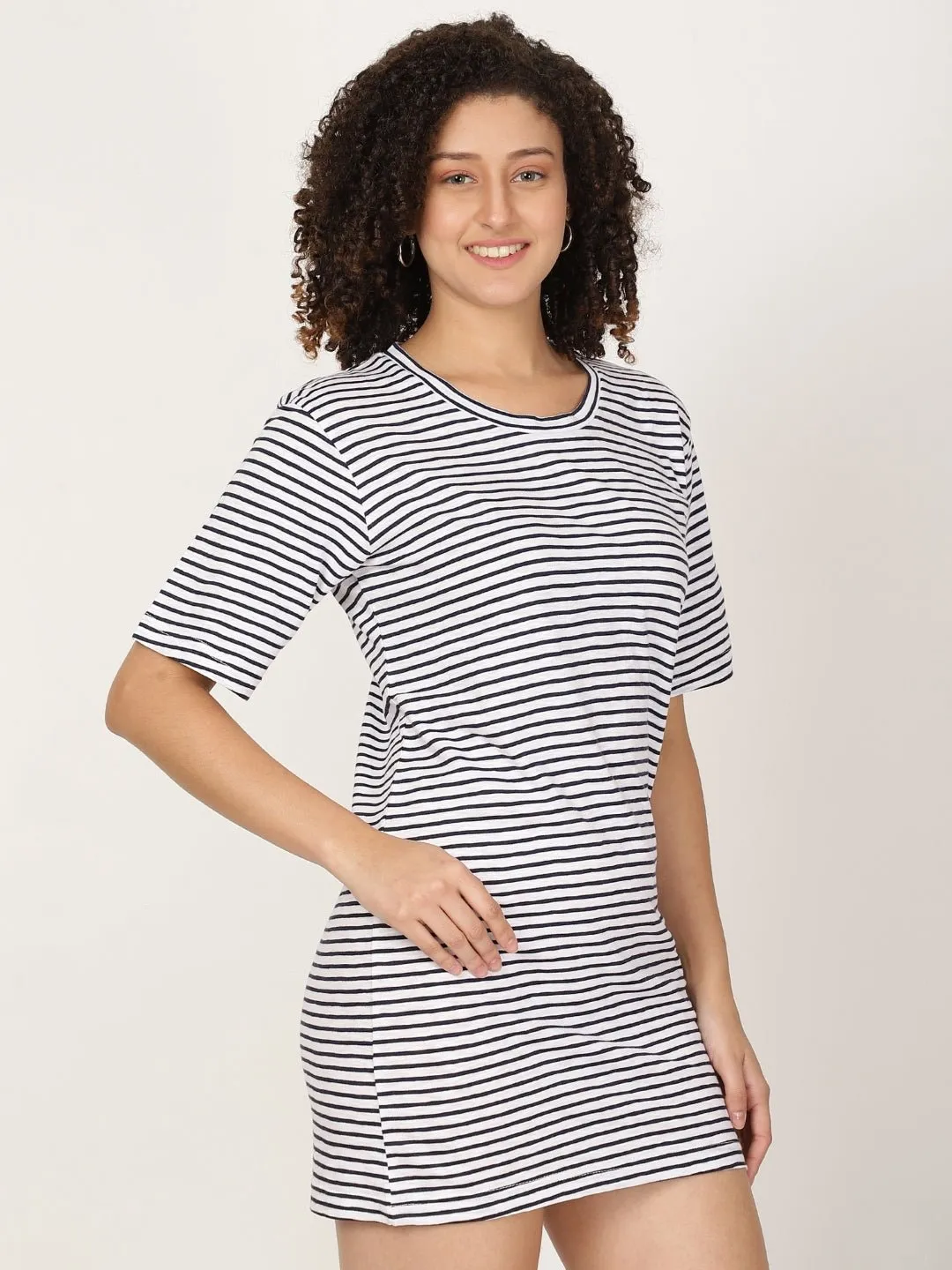 Knitted T-shirt Dress Horizontal Stripes