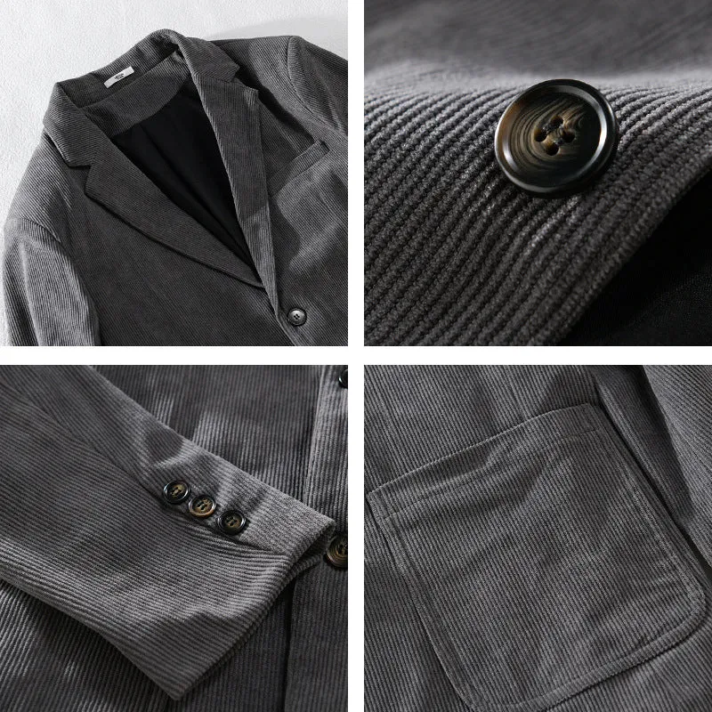 Men's Autumn Corduroy Slim-fit Suit Jacket