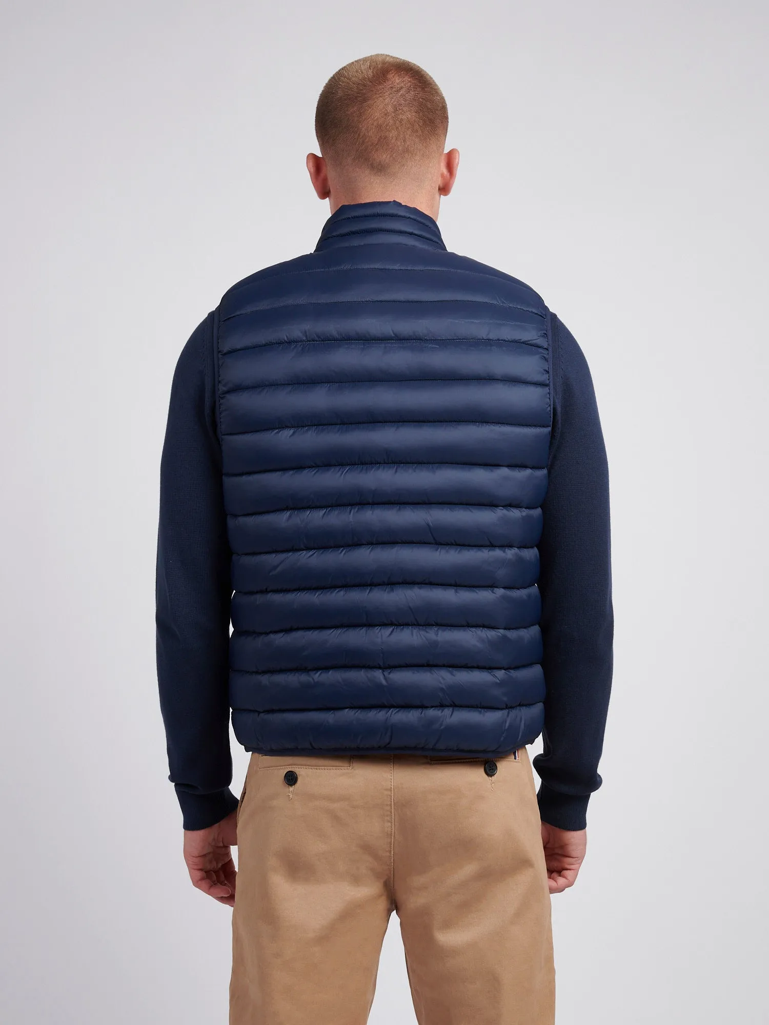 Mens Bound Quilted Gilet in Dark Sapphire Navy / Haute Red DHM