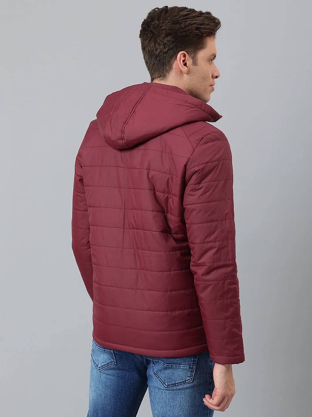 Men's Cherry Regular Fit Hooded Winterwear Puffer Jackets