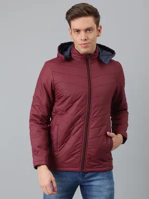 Men's Cherry Regular Fit Hooded Winterwear Puffer Jackets