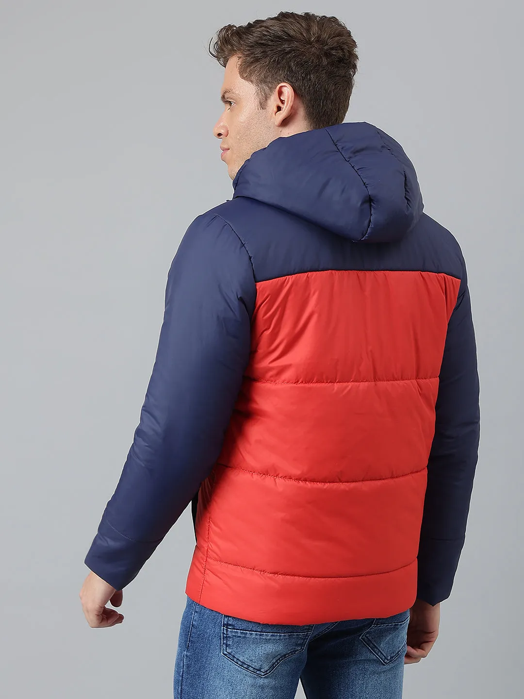 Men's Rust Regular Fit Hooded Winterwear Puffer Jackets