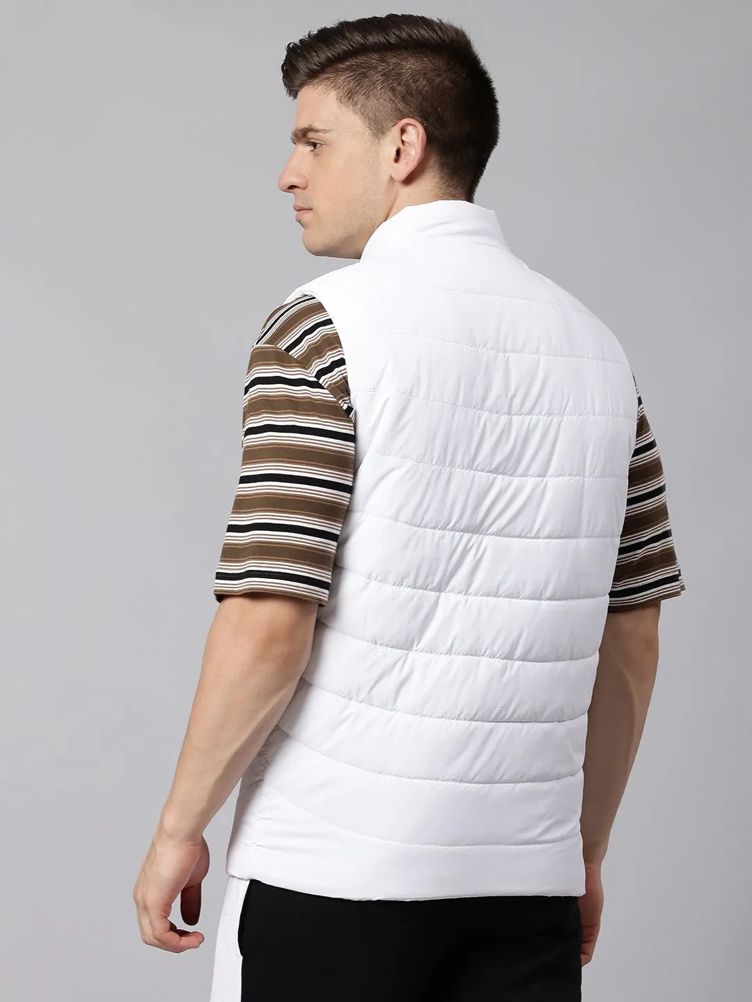 Mens Sleeveless Jacket - Lightweight Casual Winterwear  (White)