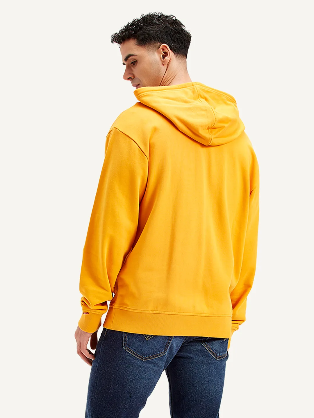 Men's Solid Mustard Hooded Sweatshirt