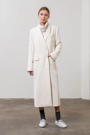 Notch Collar Button Front Long Line Coat