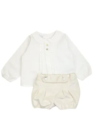 "Lucas" Ivory Shirt & Cream Velvet Jam Pants