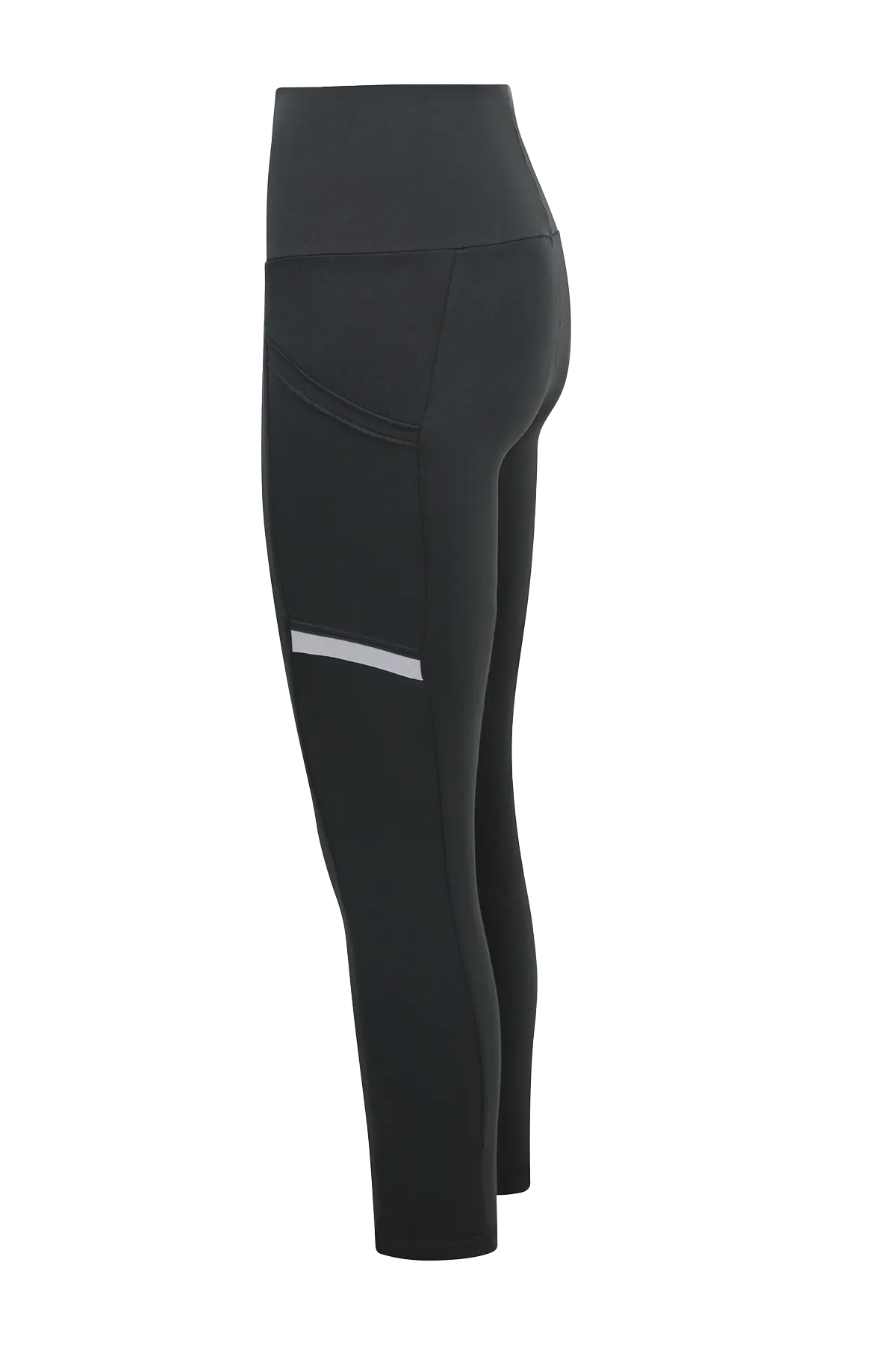 Reflective Side Pocket Leggings with Thermal Brushed Fabric Black