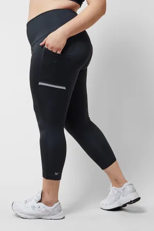 Reflective Side Pocket Leggings with Thermal Brushed Fabric Black