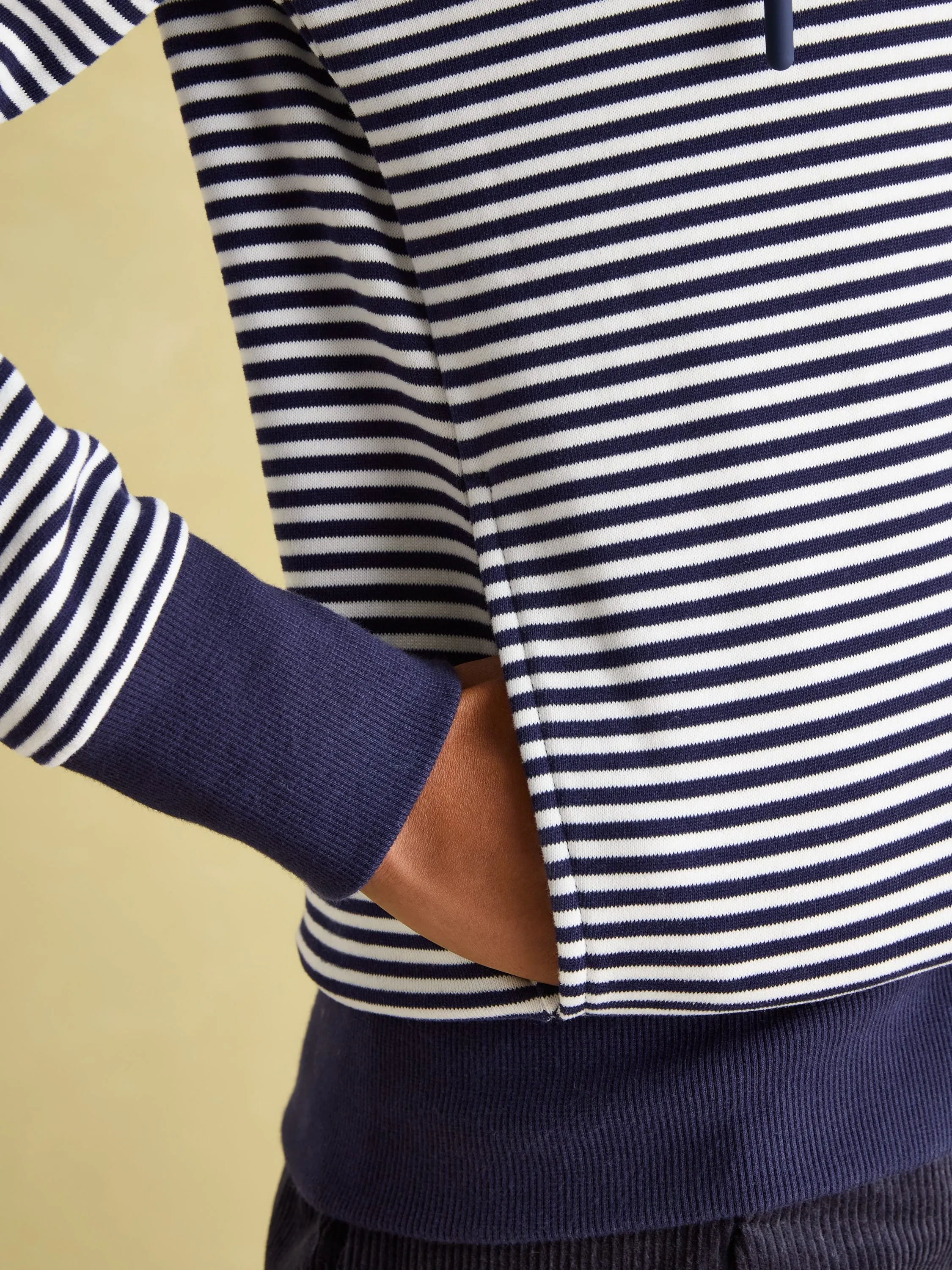 Rushton Navy Blue Stripe Cowl Neck Hoodie