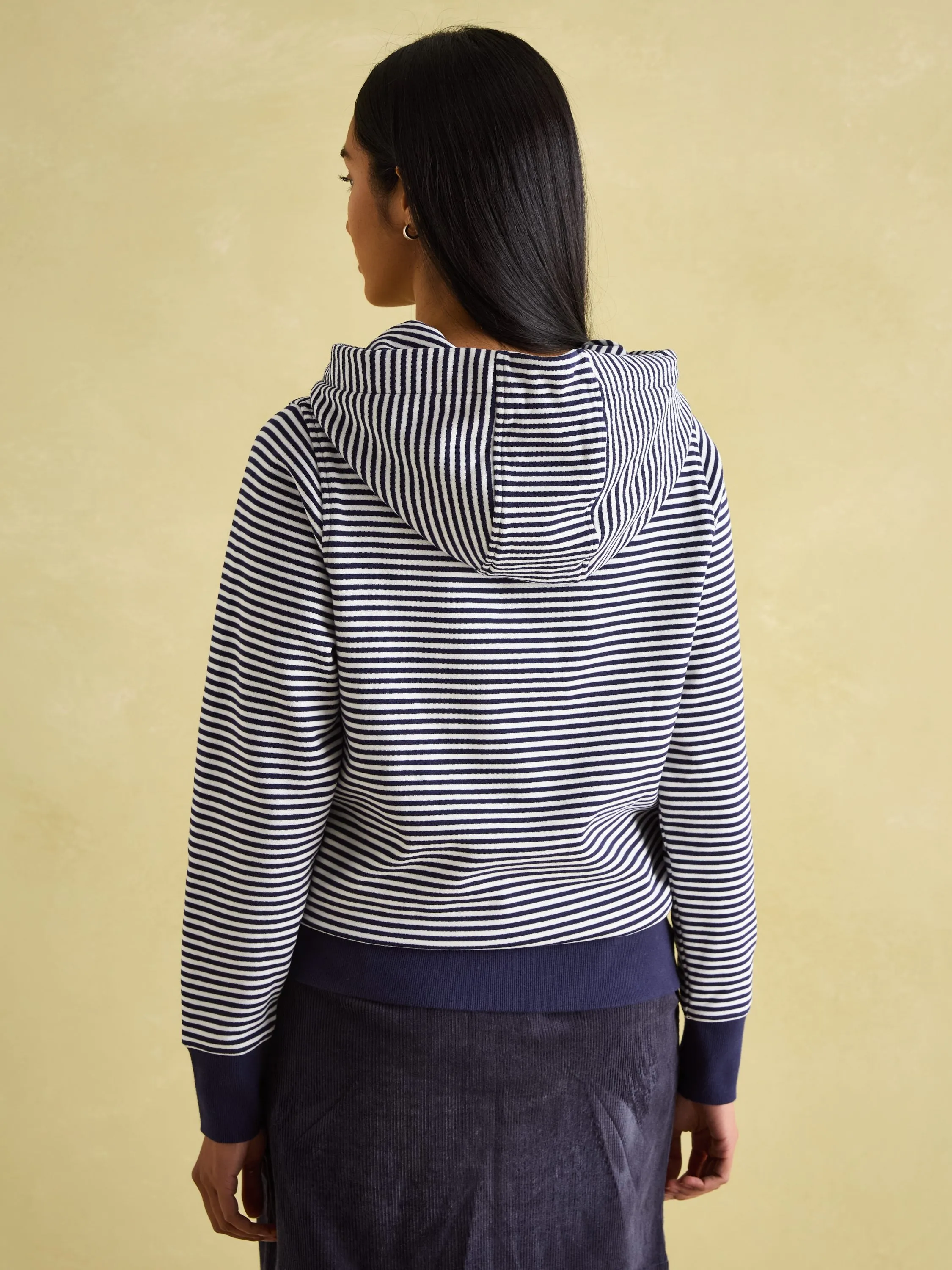 Rushton Navy Blue Stripe Cowl Neck Hoodie