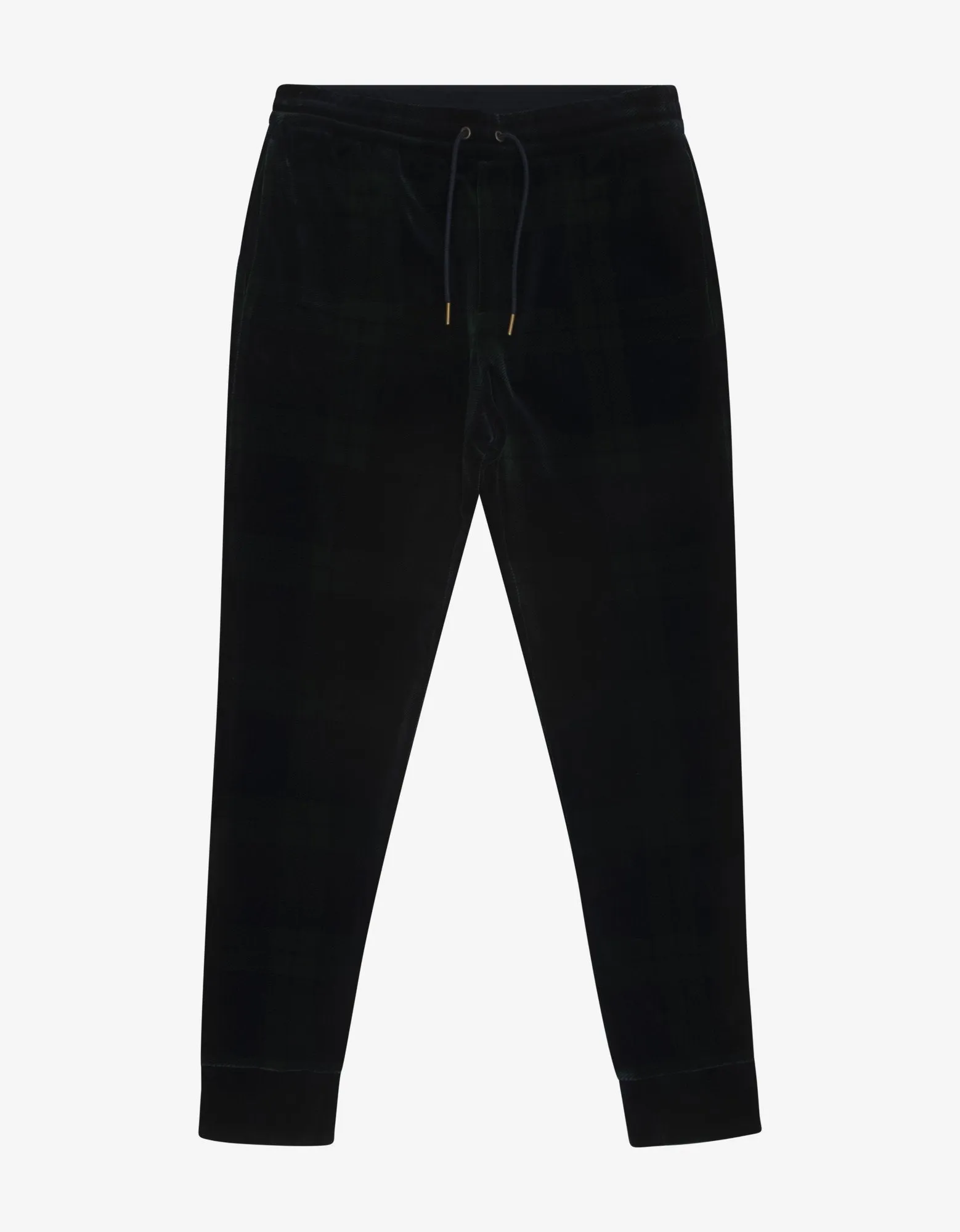 Tartan Print Velvet Track Pants -