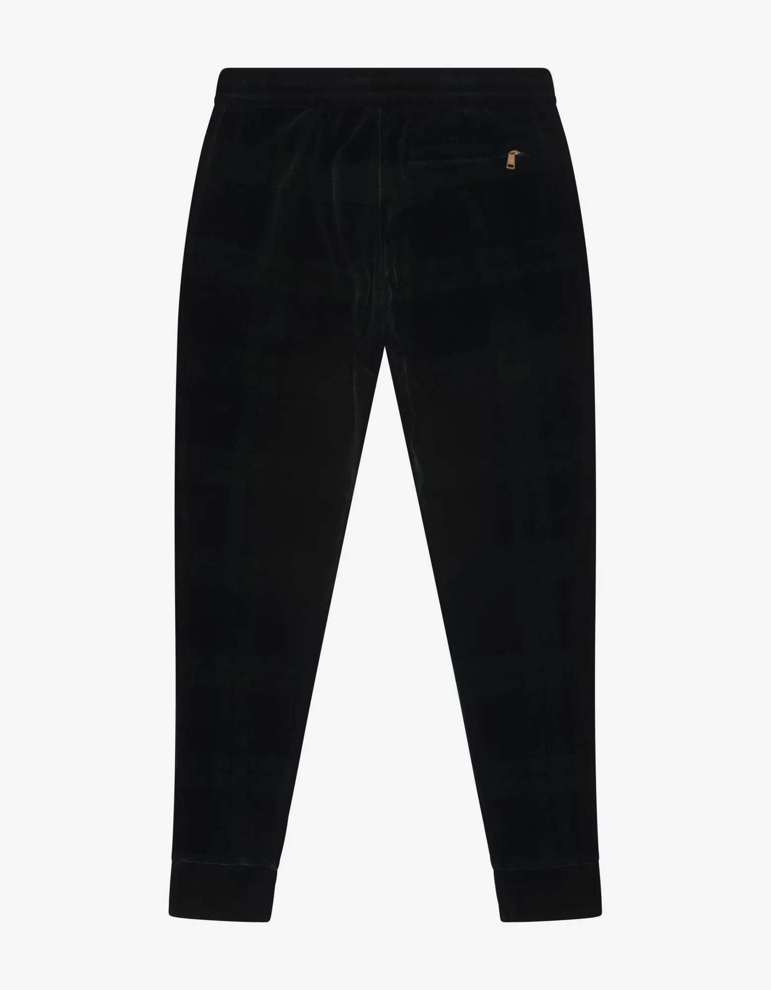 Tartan Print Velvet Track Pants -