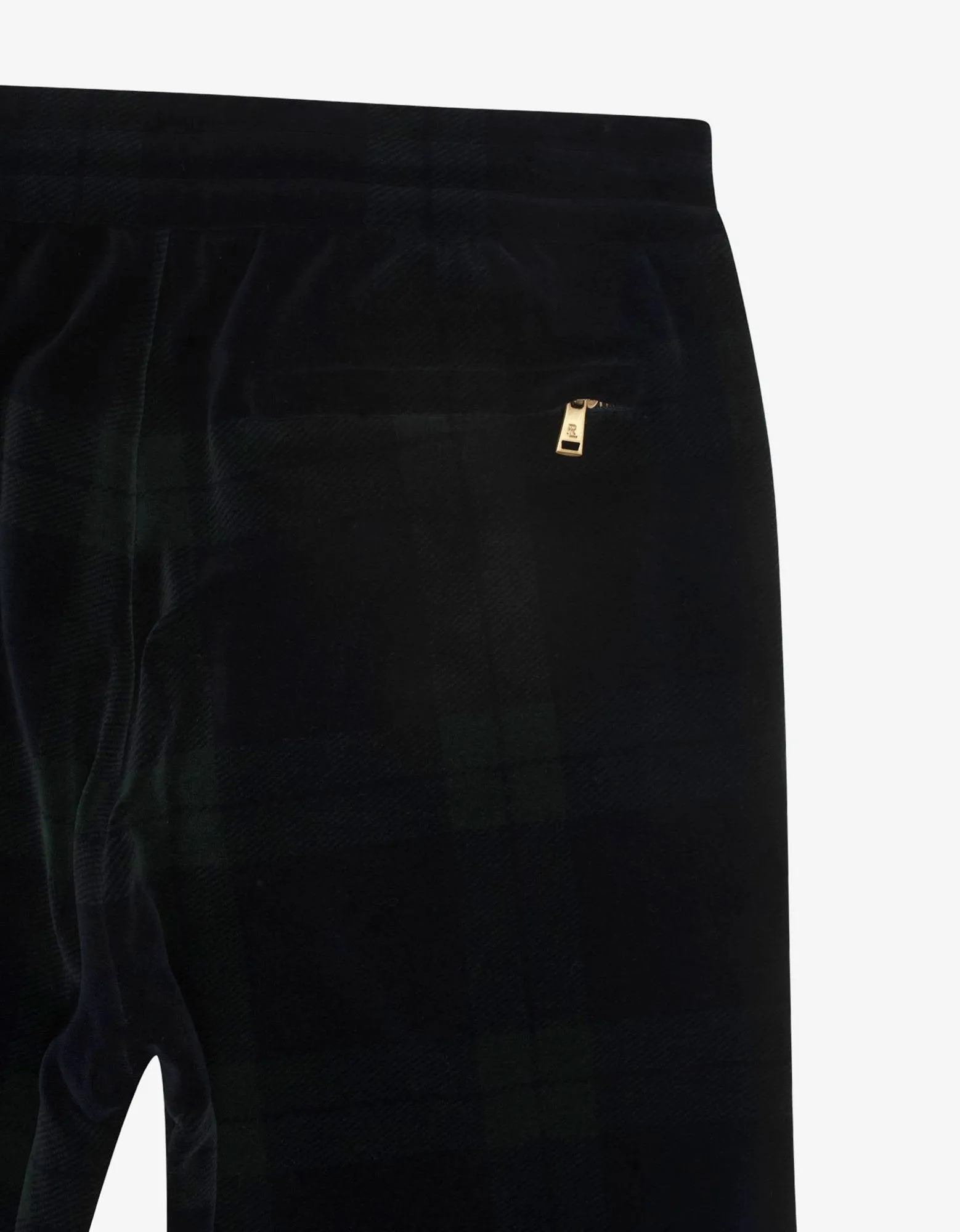 Tartan Print Velvet Track Pants