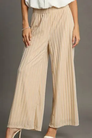 Umgee Striped Velvet Wide Leg Pants