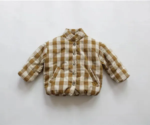 Unisex Kids Plaid Padded Jacket