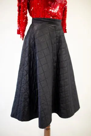 Vintage 1950s Black Quilted Skirt