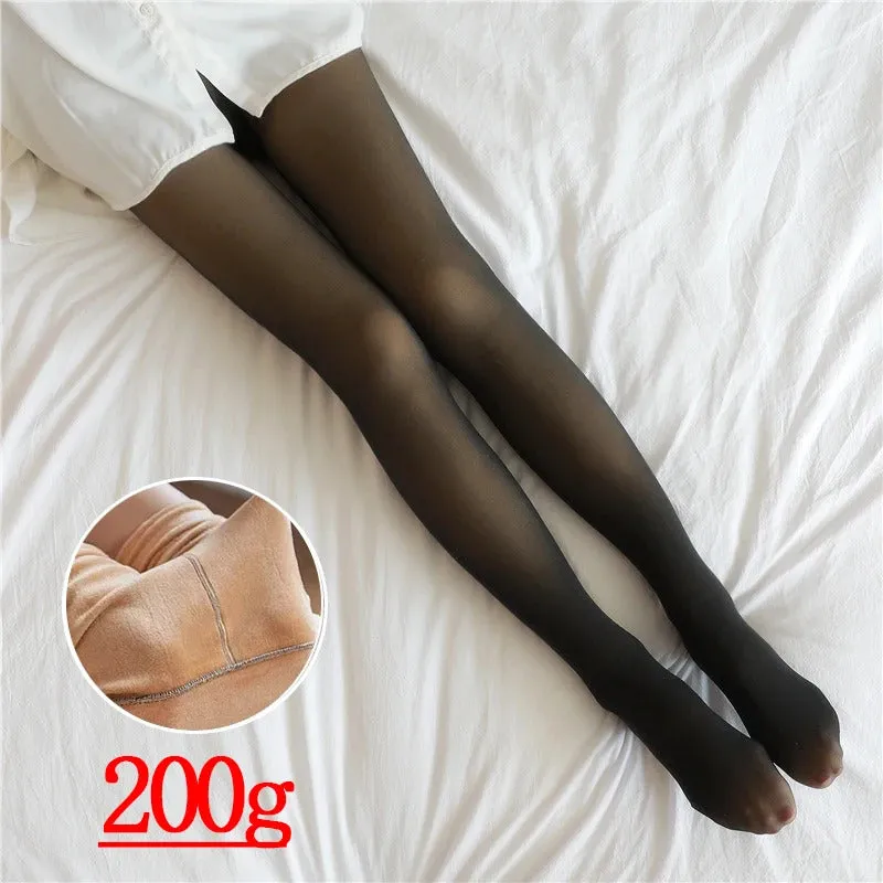 Winter Women Leggings 80/200g Fleece Warm Stockings Skin Effect Tights 2023 Female Print Leggings High-Elastic Thermal Pants