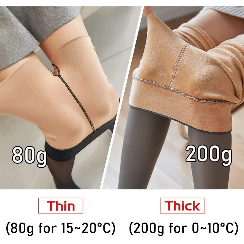 Winter Women Leggings 80/200g Fleece Warm Stockings Skin Effect Tights 2023 Female Print Leggings High-Elastic Thermal Pants