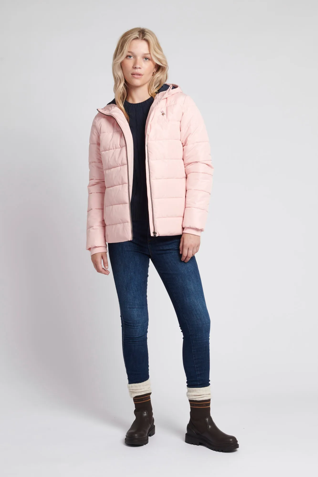 Womens Lightweight Puffer Jacket in Silver Pink