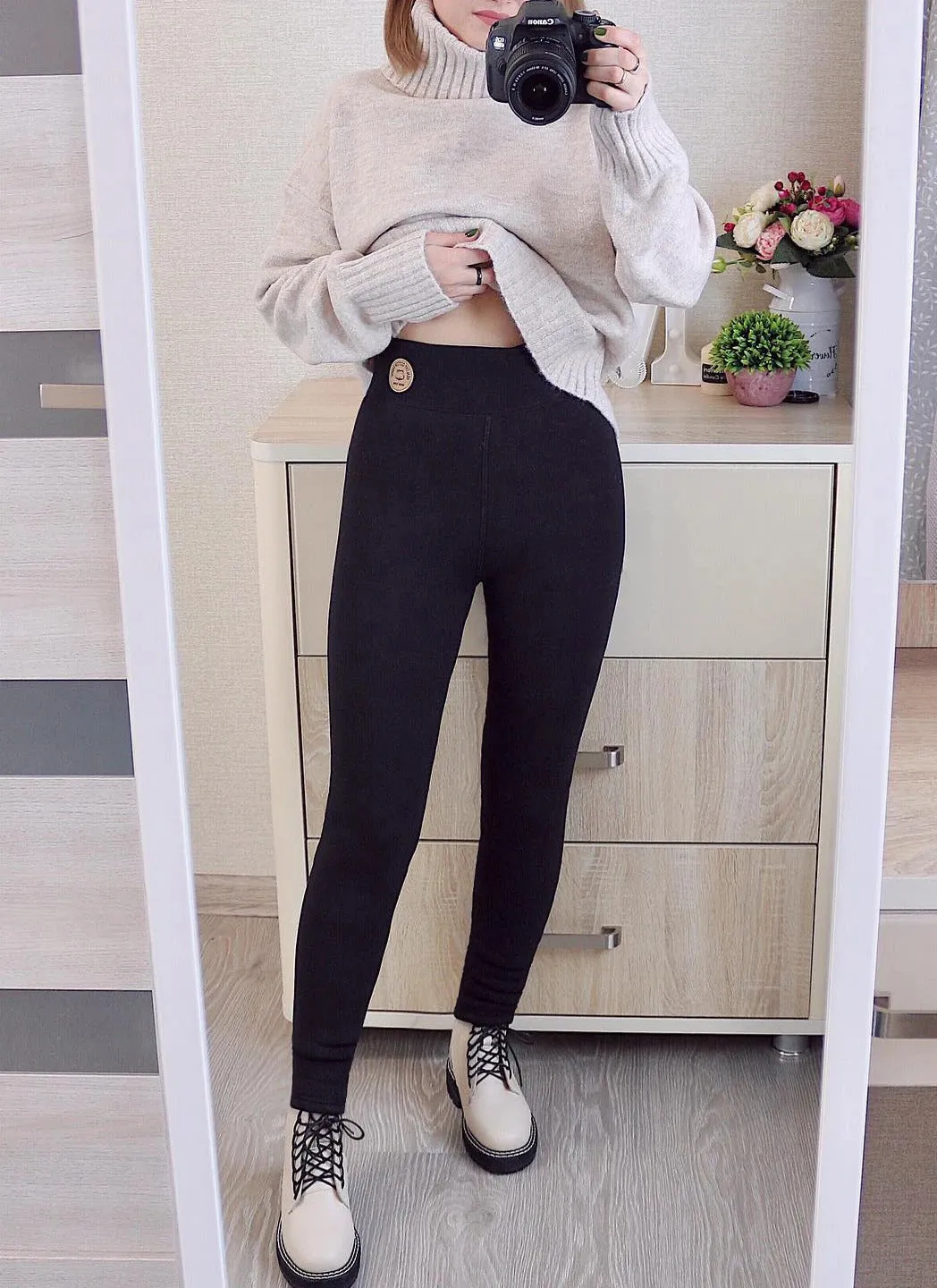 Women's Winter Leggings Slimming Velvet Thermal Pants Tight Grey Leggings Skinny Thick Warm Leggings for Women with Fleece